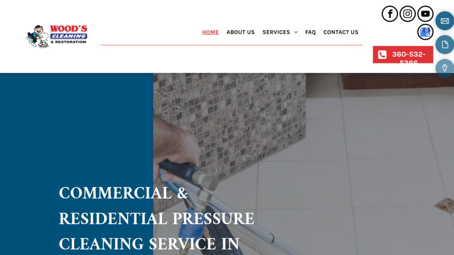 Screenshot of Wood's Cleaning & Restoration website