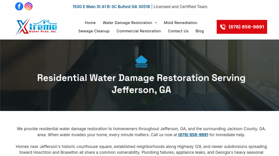 Xtreme Water Pros website