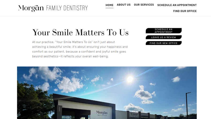 Screenshot of the Morgan Family Dentistry website