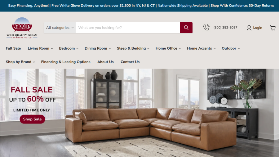 Screenshot of the Your Quality Dream Furniture Outlet website