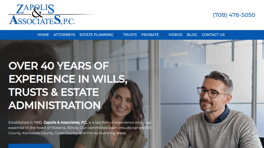 Screenshot of Zapolis & Associates, P.C. website
