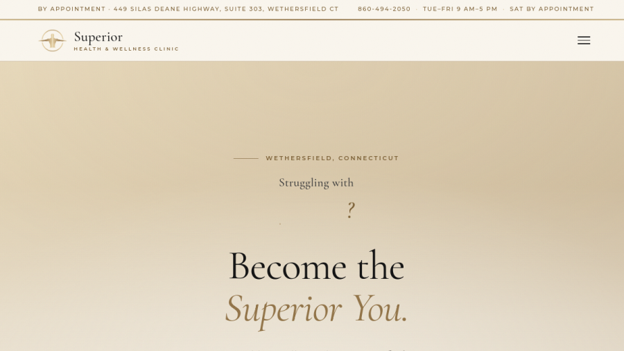 Screenshot of the Superior Health & Wellness Clinic website