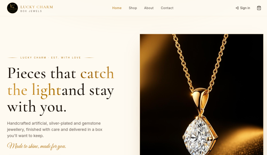 Lucky Charm Box Jewels website preview