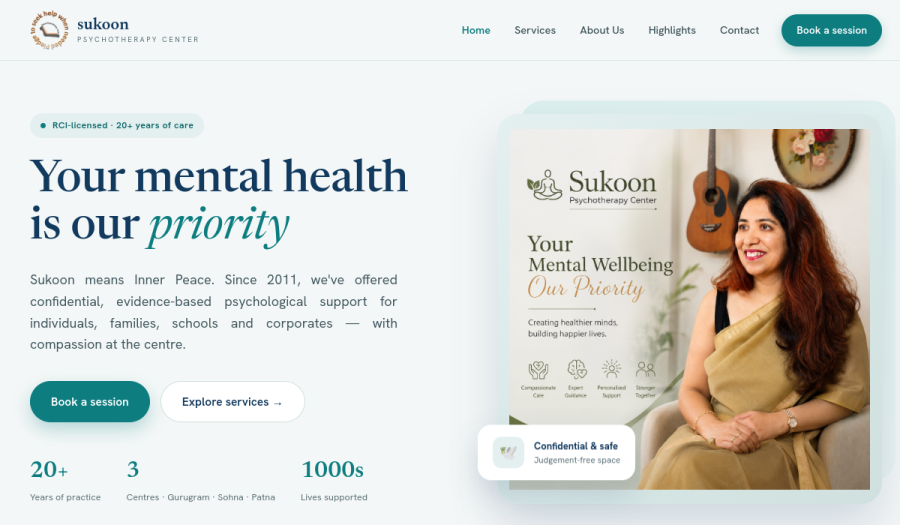 Sukoon Wellness website preview
