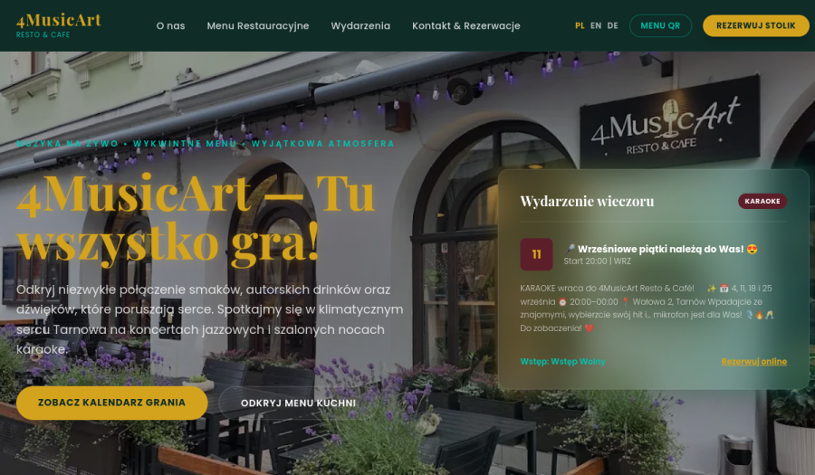 Zrzut ekranu strony 4MusicArt Resto & Cafe