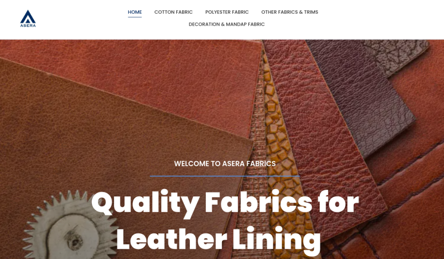Homepage screenshot of Asera Fabric — Fabric & Textiles website built by WebBees