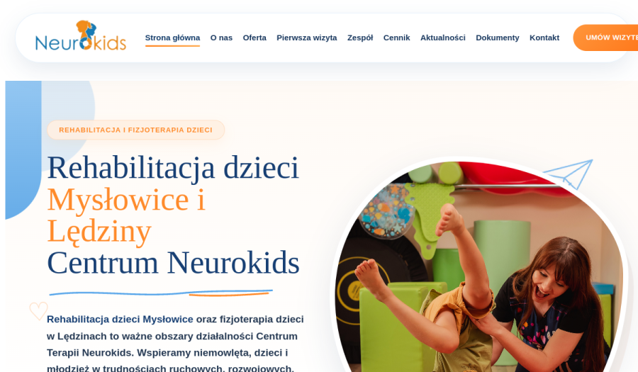 Strona internetowa Centrum Terapii Neurokids