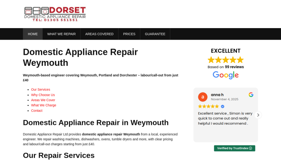 Domestic Appliance Repair Ltd website