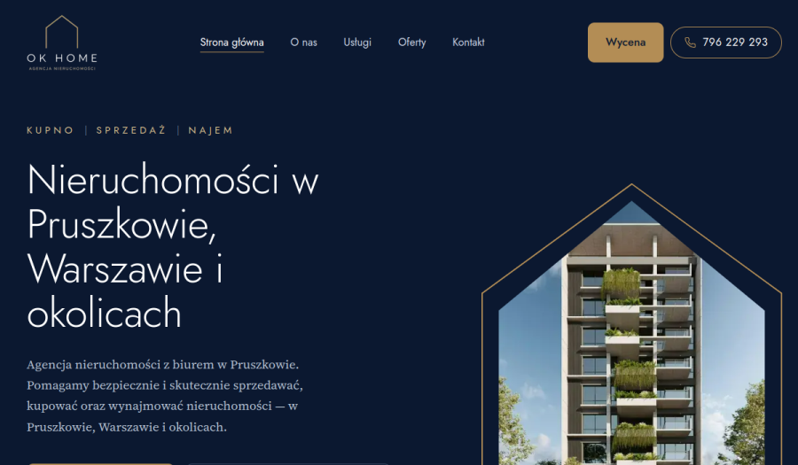 Zrzut ekranu strony OK HOME