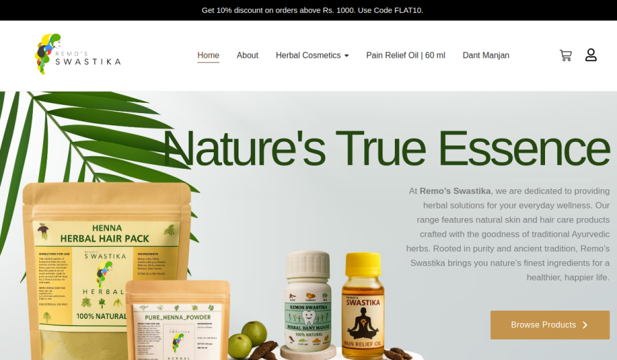 Homepage screenshot of Remo Swastika — Retail Brand website built by WebBees