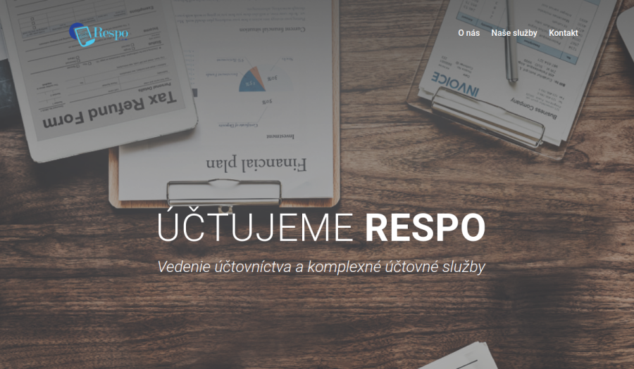 Reálny náhľad webu Účtujeme RESPO