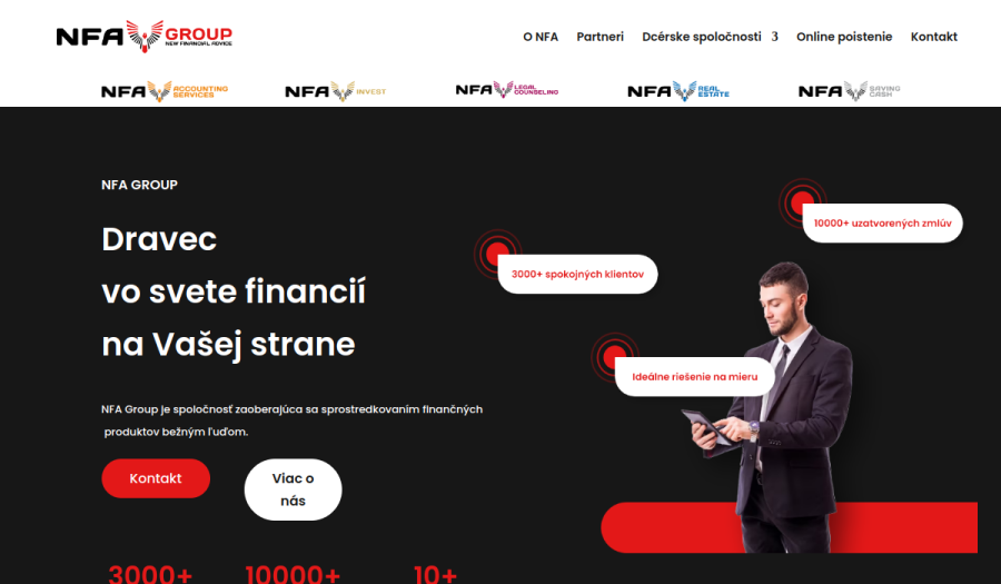 Reálny náhľad webu NFA Group