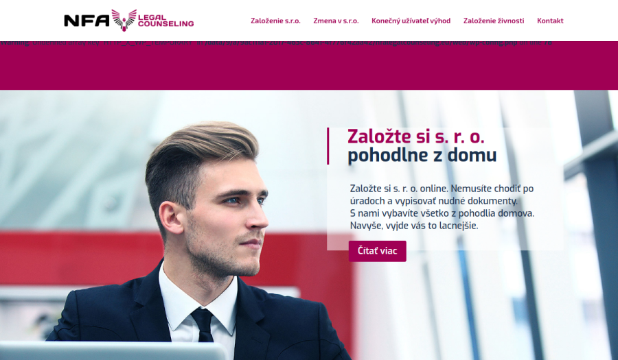 Reálny náhľad webu NFA Legal Counseling