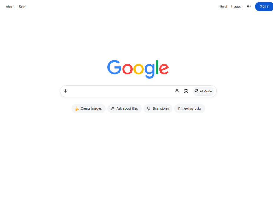 Website preview of www.google.com