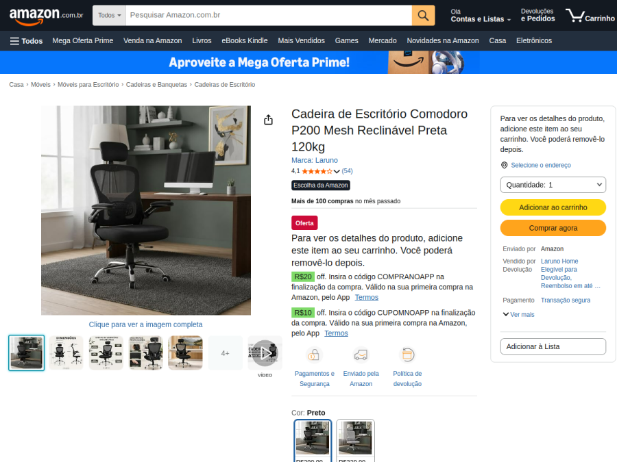 Cadeira de escritório Laruno Comodoro P200
