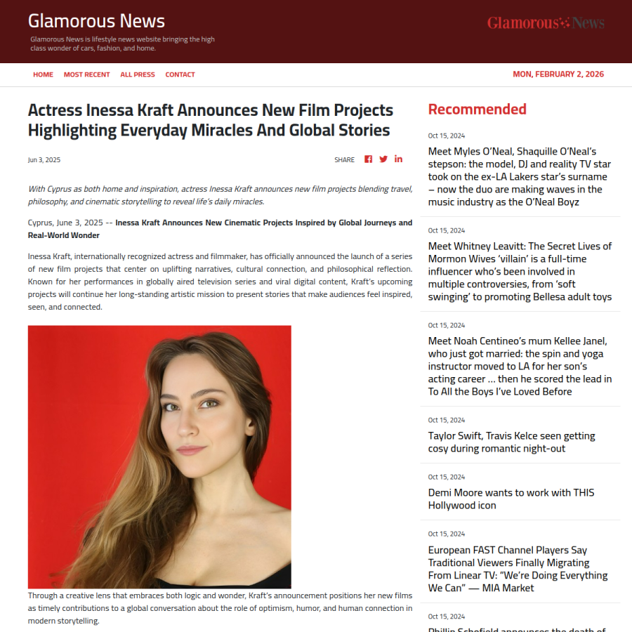 Preview: Announces New Film Projects (Glamorous News)