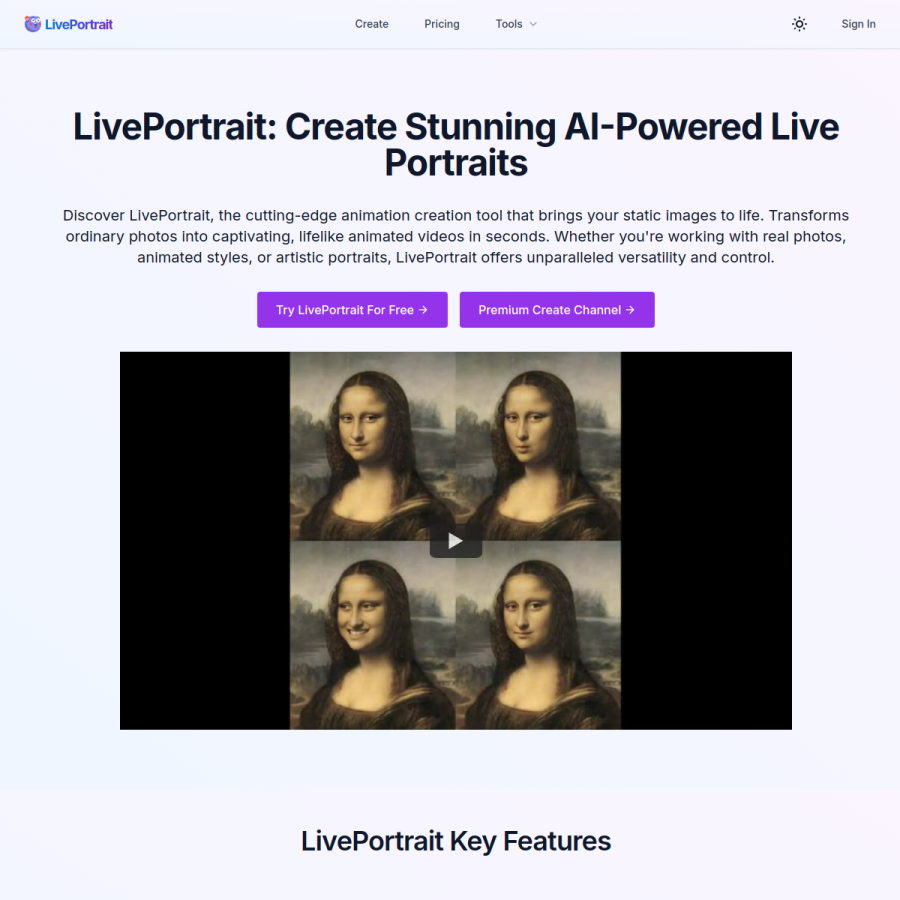 LivePortrait官网 网站预览