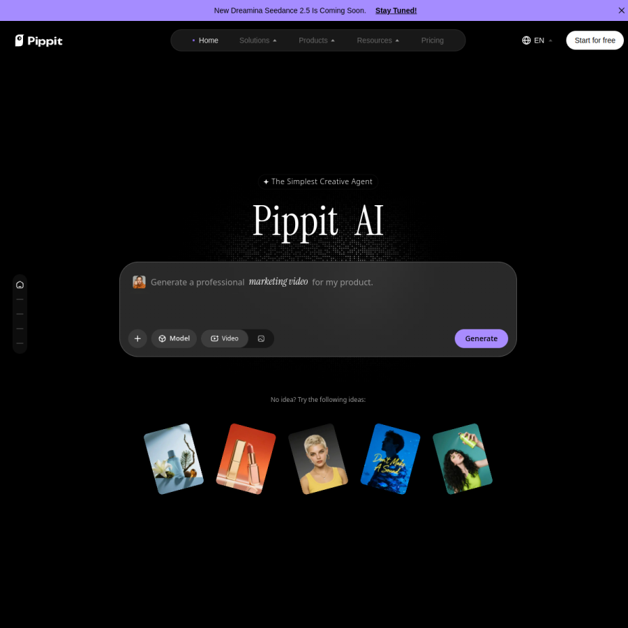 Pippit AI官网 网站预览