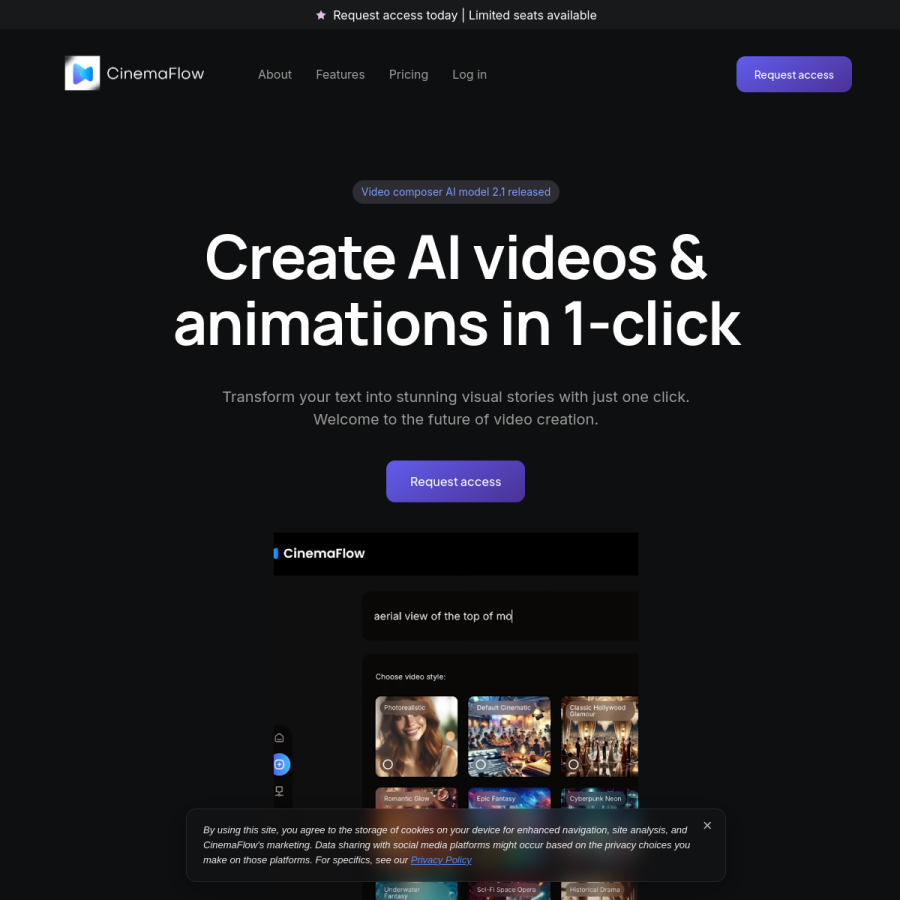 CinemaFlow AI官网 网站预览