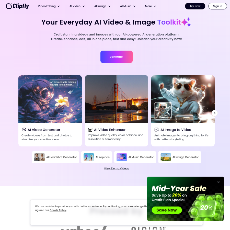 Clipfly官网 网站预览