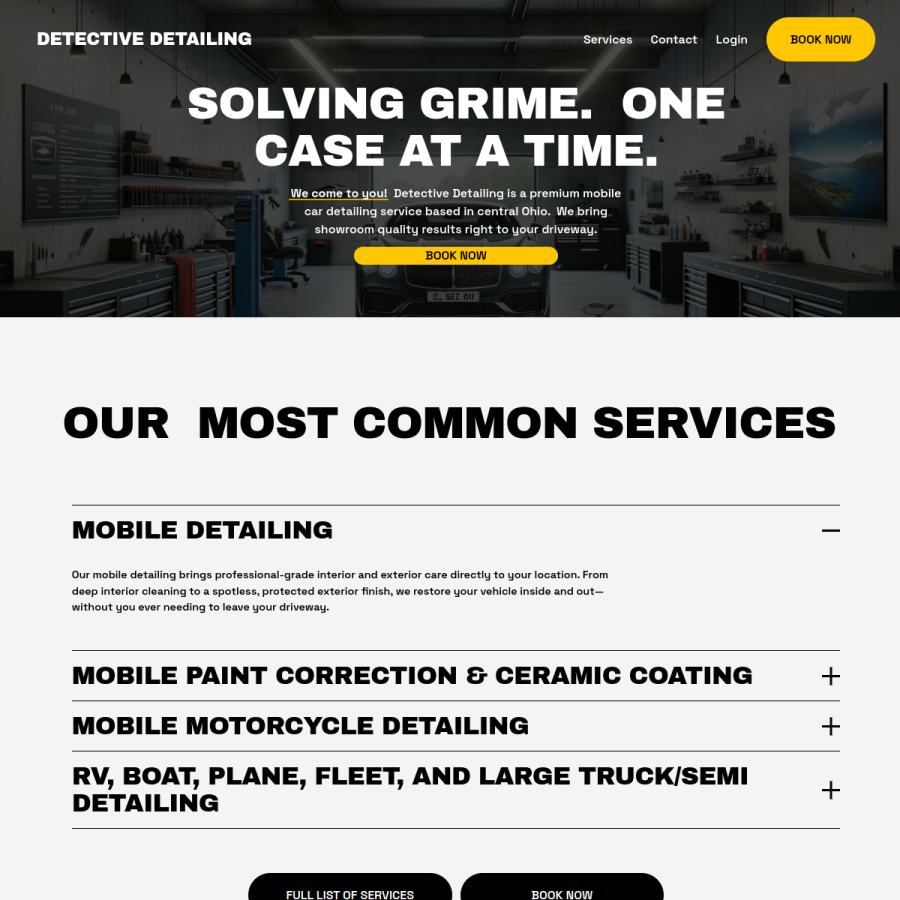 Detective Detailing website preview