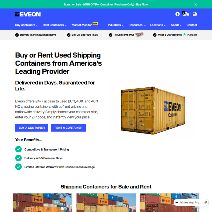 Eveon Containers homepage