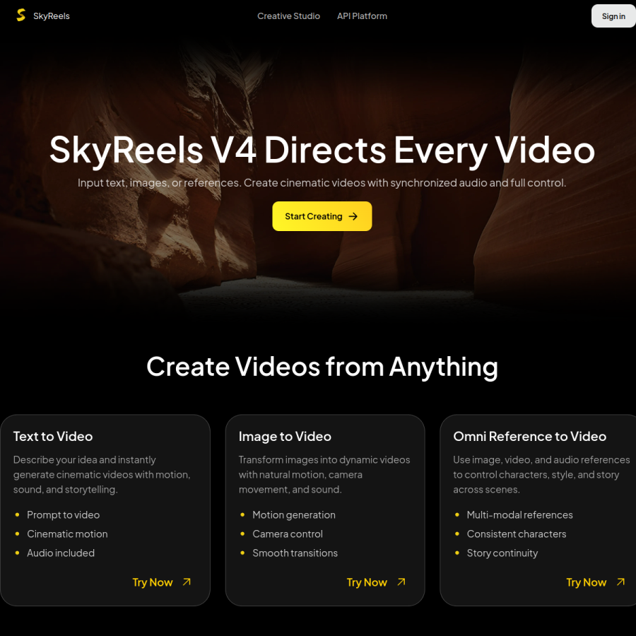 SkyReels官网 网站预览