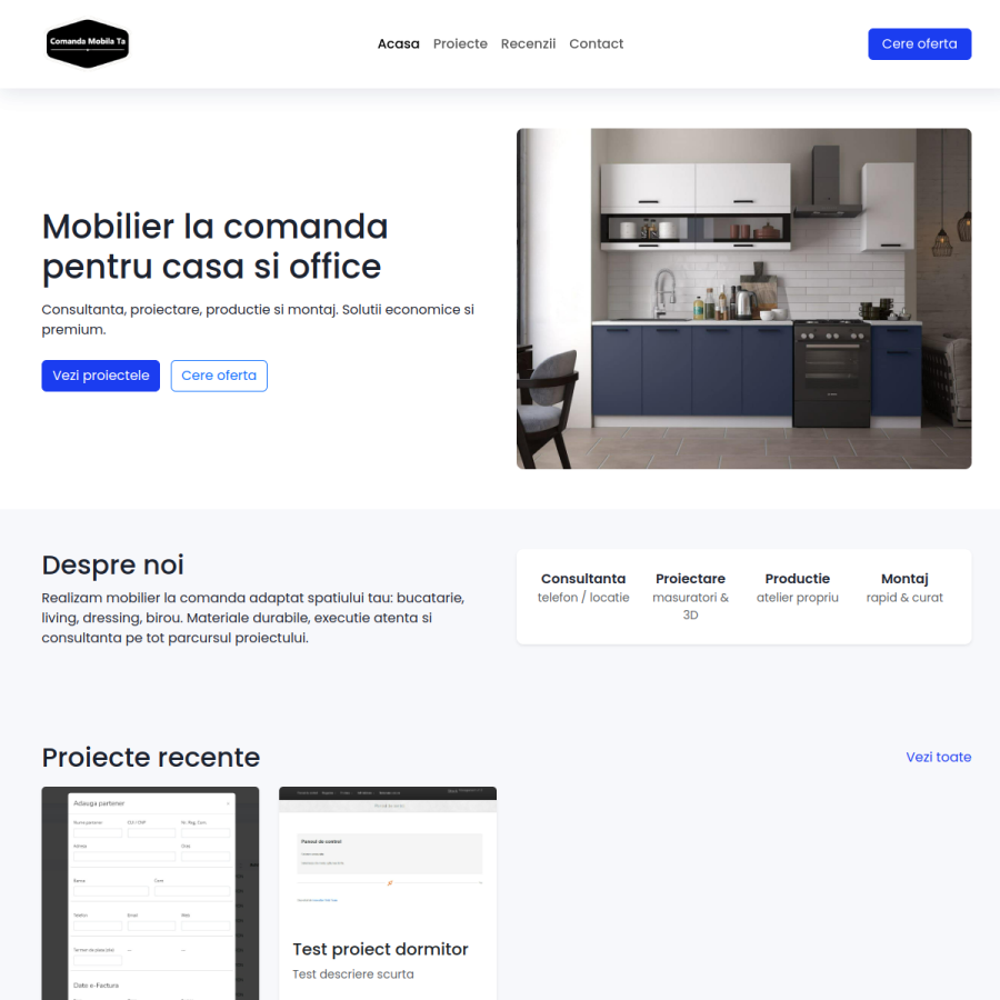 Website prezentare producator mobilier la comanda