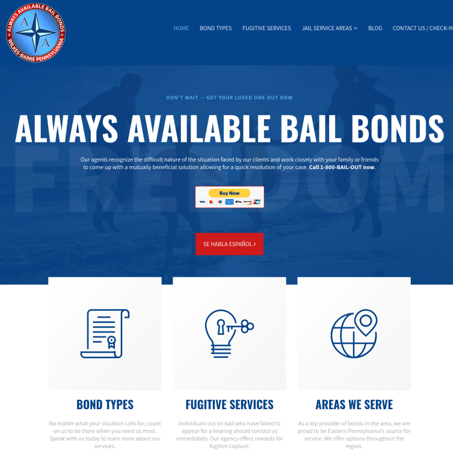 Screenshot of the AA Bail Bonds LLC website