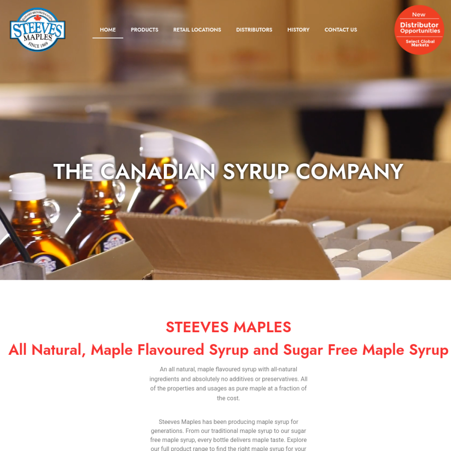 Screenshot of the Steeves Maples website