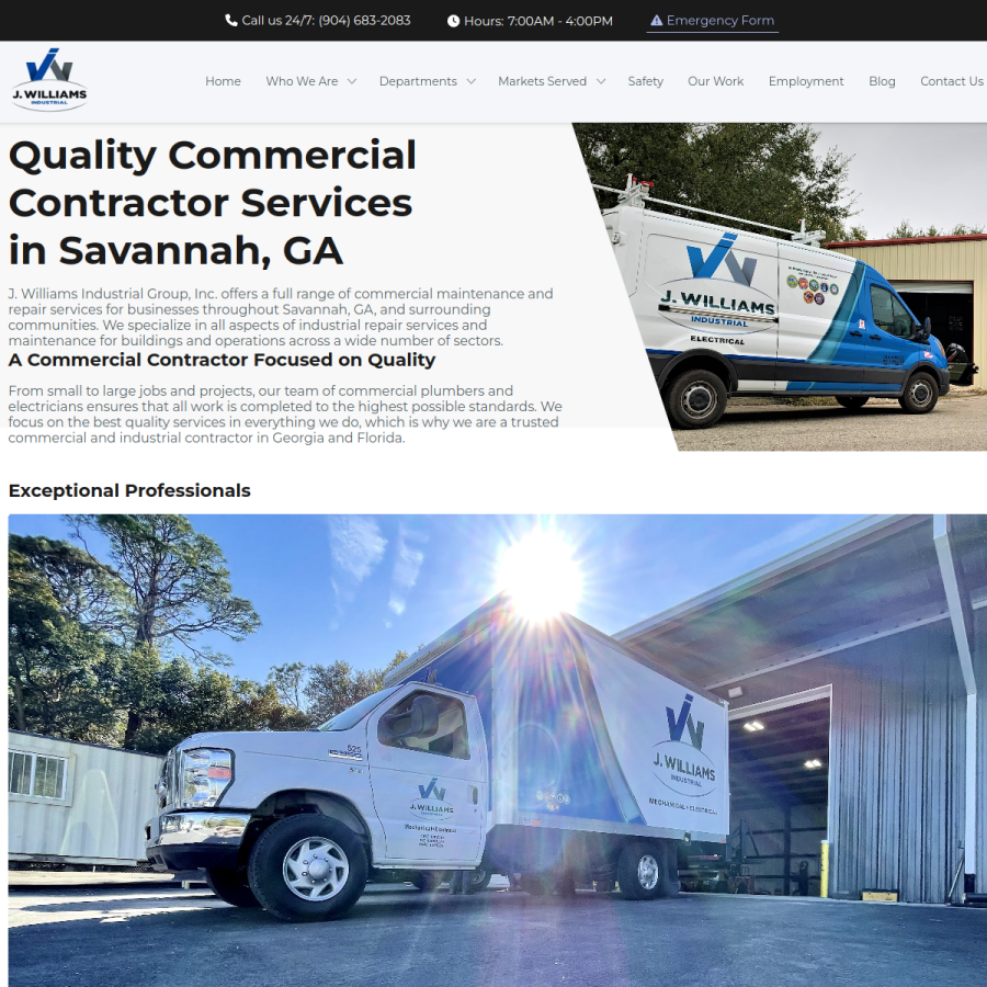Screenshot of the J. Williams Industrial Group, Inc. website
