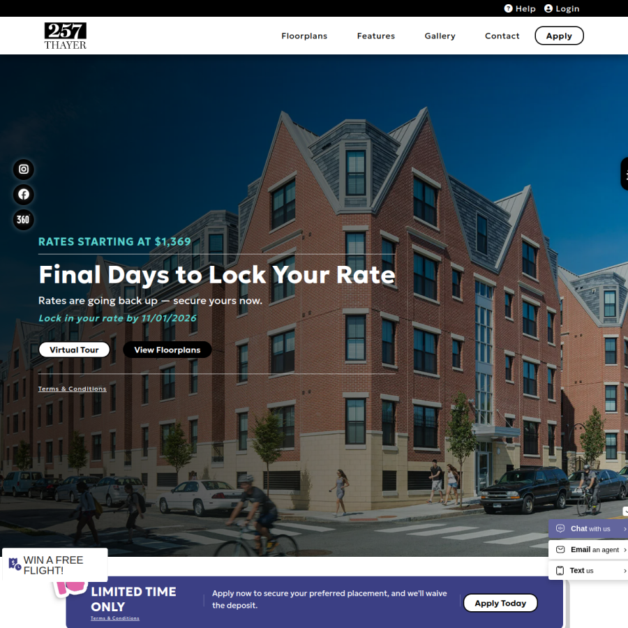 Screenshot of the 257 Thayer website
