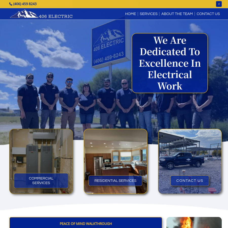 Screenshot of the 406 Electric website