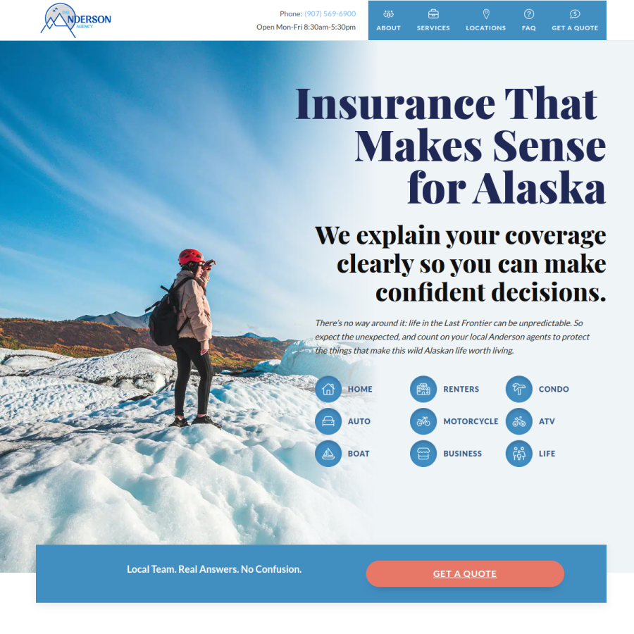 Screenshot of the The Anderson Agency website