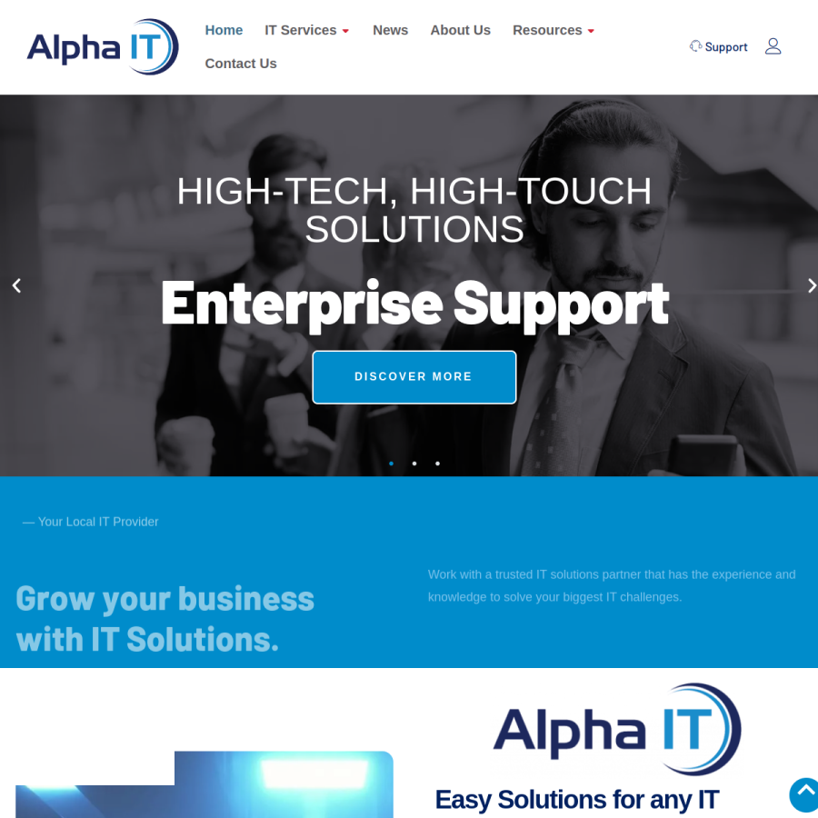 Screenshot of the Alpha IT website