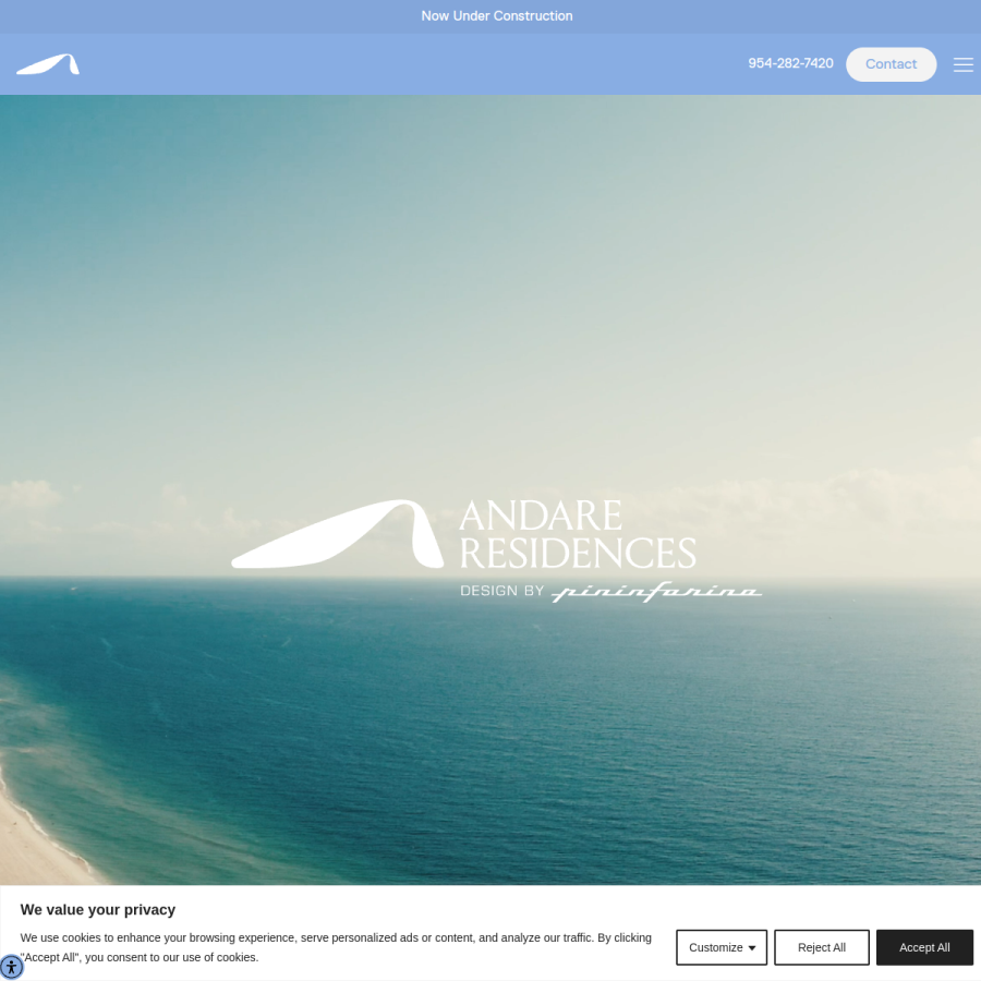 Screenshot of the Andare Residences website