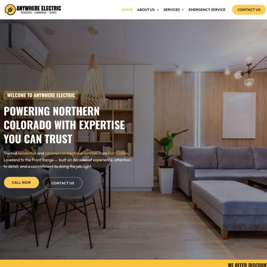 Screenshot of the Anywhere Electric LLC website