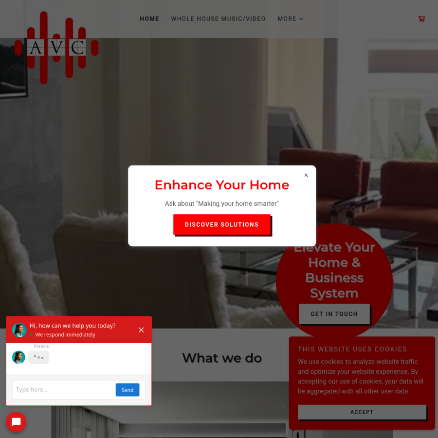 Screenshot of the Audio Video Control website