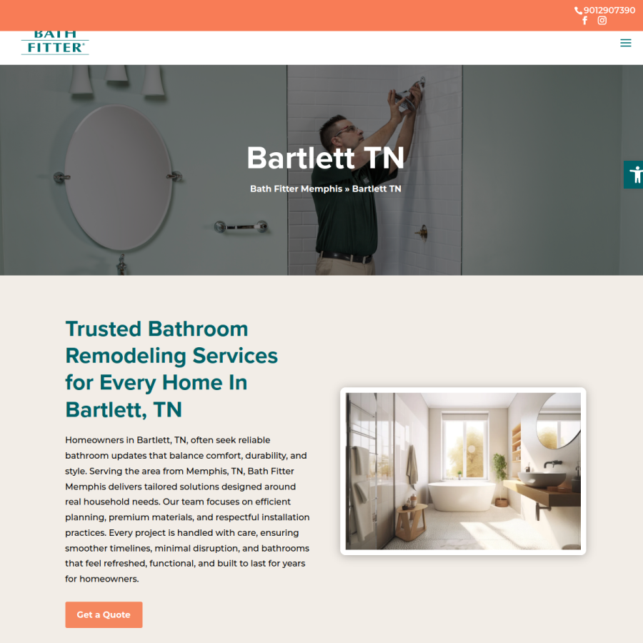 Screenshot of the Bath Fitter website
