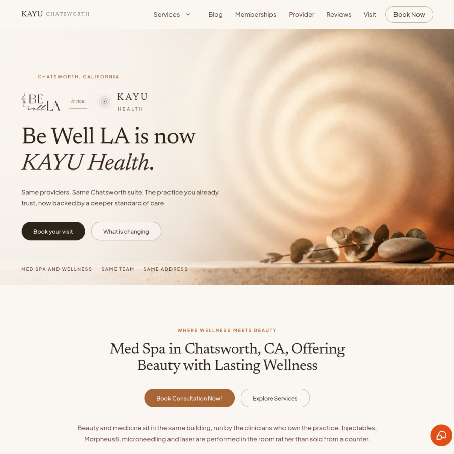 Screenshot of the Be Well LA website