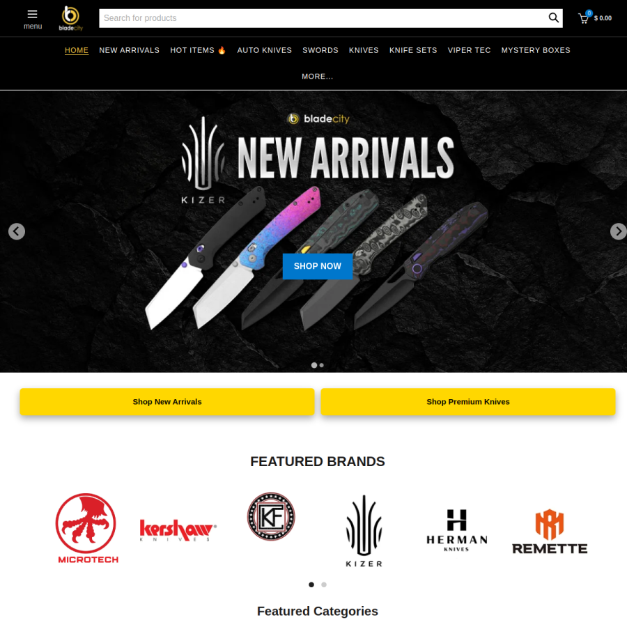 Screenshot of the Blade City website