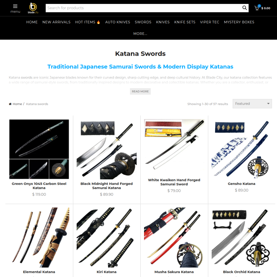 Screenshot of the Blade City website