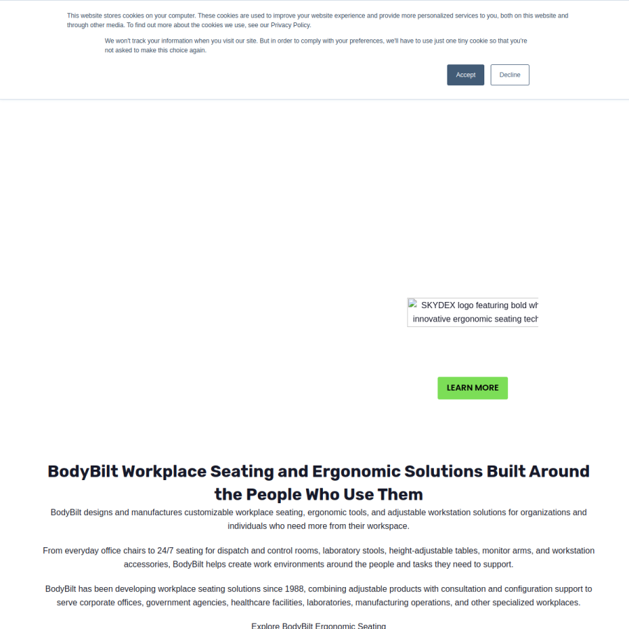 Screenshot of the BodyBilt website