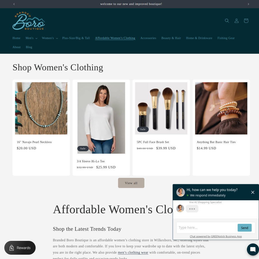Screenshot of the Branded Boro Boutique website