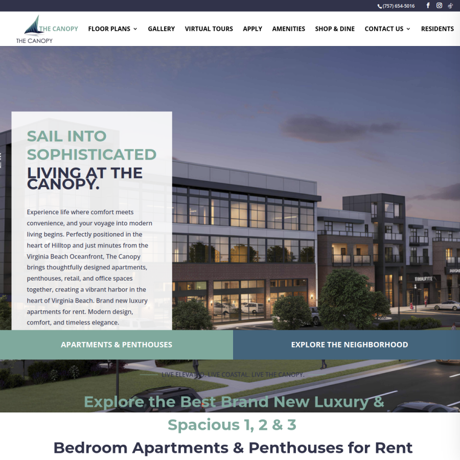 Screenshot of the The Canopy website
