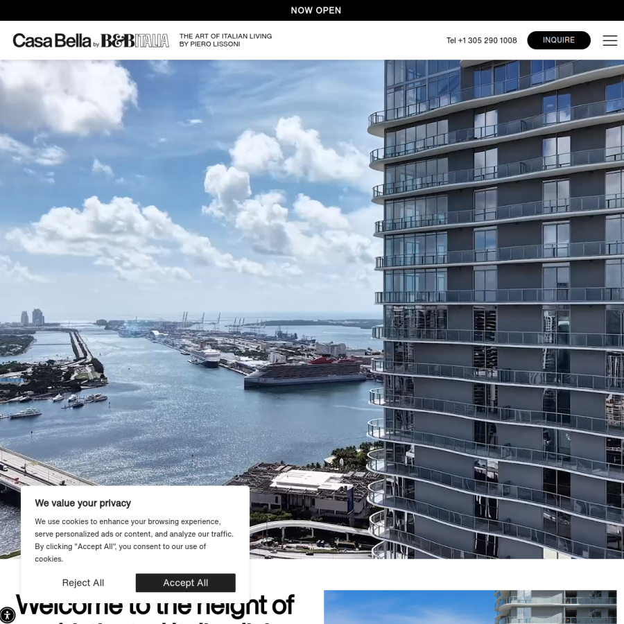Screenshot of the Casa Bella Residences website