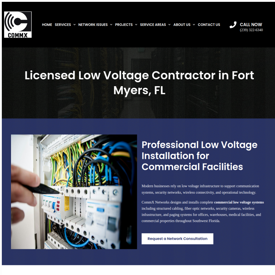 Screenshot of the CommX Networks website