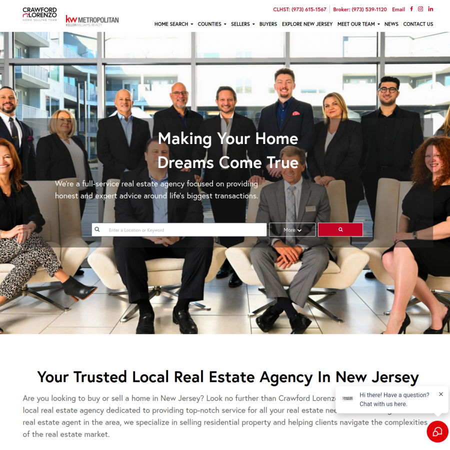 Screenshot of the Crawford Lorenzo Home Selling Team website