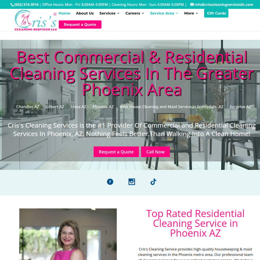 Screenshot of the Cris's Cleaning Services LLC website