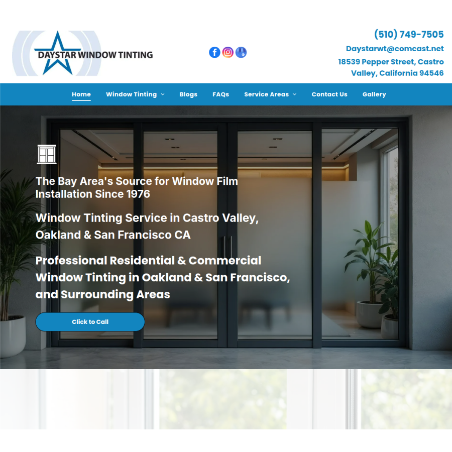 Screenshot of the Daystar Window Tinting website
